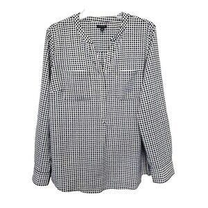 Talbots Houndstooth Long Sleeve Popover Tunic Size Large